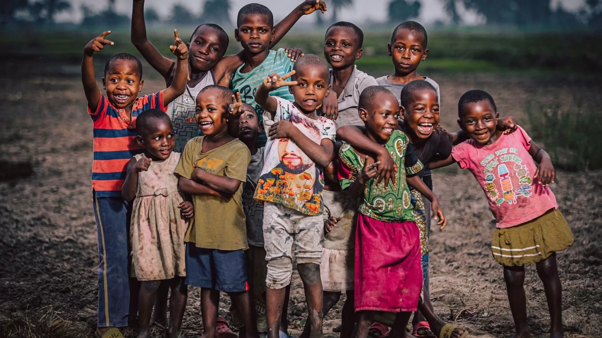 Group of village children smiling