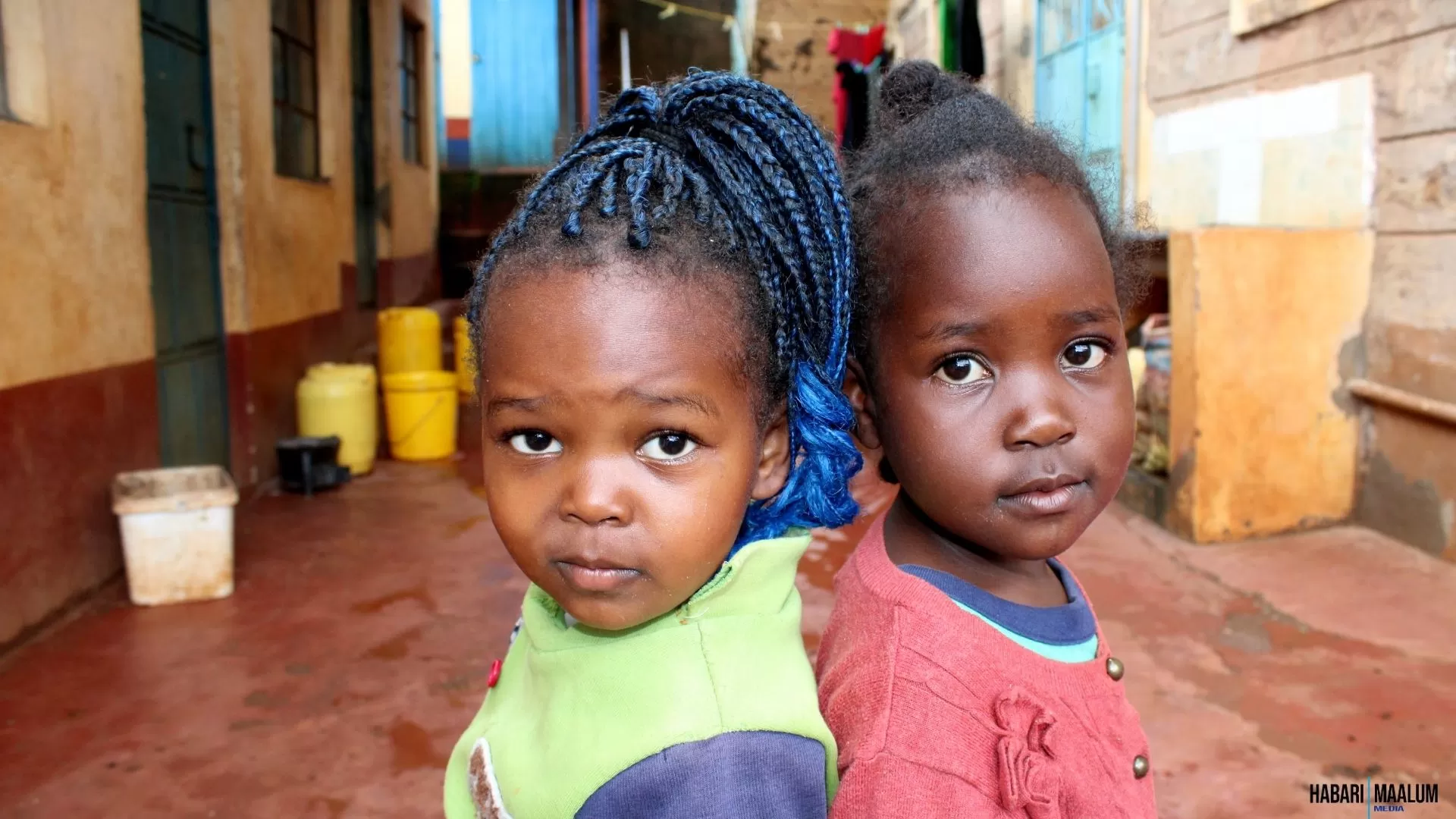Two children at home